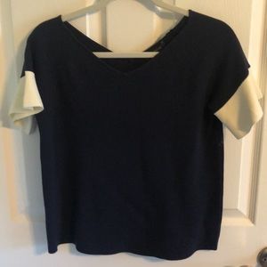 Ann Taylor Navy and Cream Sweater Top